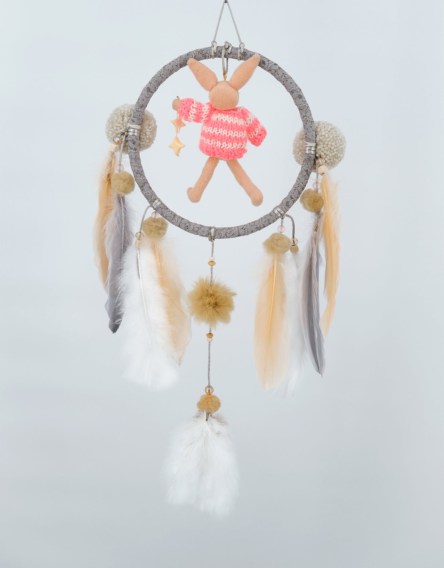 Pink Bunny Gray Dreamcatcher