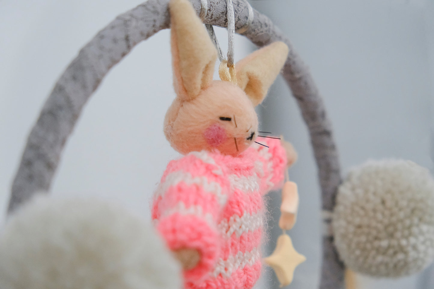 Pink Bunny Gray Dreamcatcher